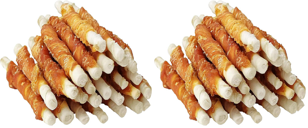 MON2SUN Dog Treats, 5 Inch Chicken Wrapped Rawhide Sticks, 8.82 oz | Long-lasting Chew Engagement, Dental-friendly Chewing Support, Sized for Puppies and Small Dogs