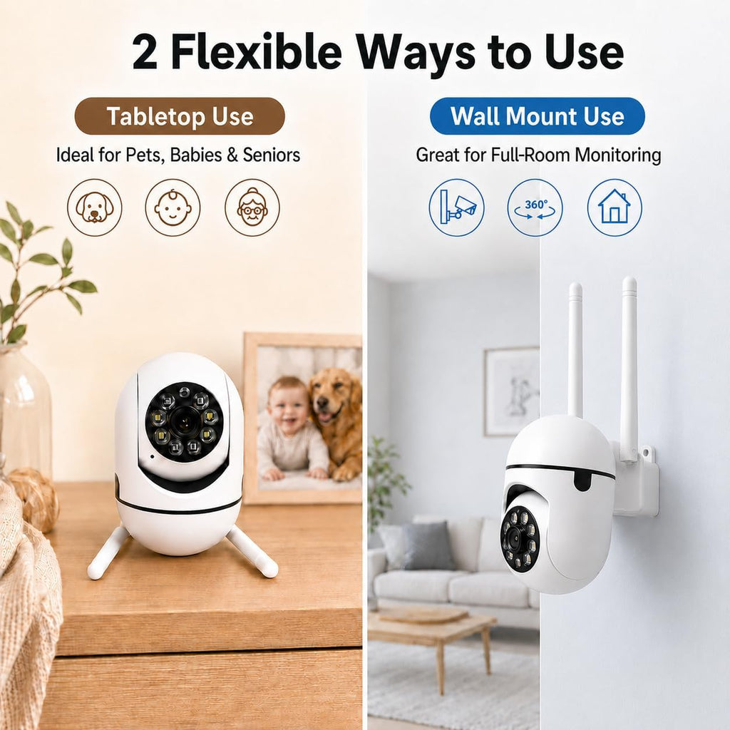 Pet Camera Indoor with Phone App, Dog Camera for Home Alone Pets | Wired USB Power, WiFi Pan-Tilt Control, Night Vision, Auto Tracking, Two-Way Audio, SD/Cloud Storage, Indoor Security Use