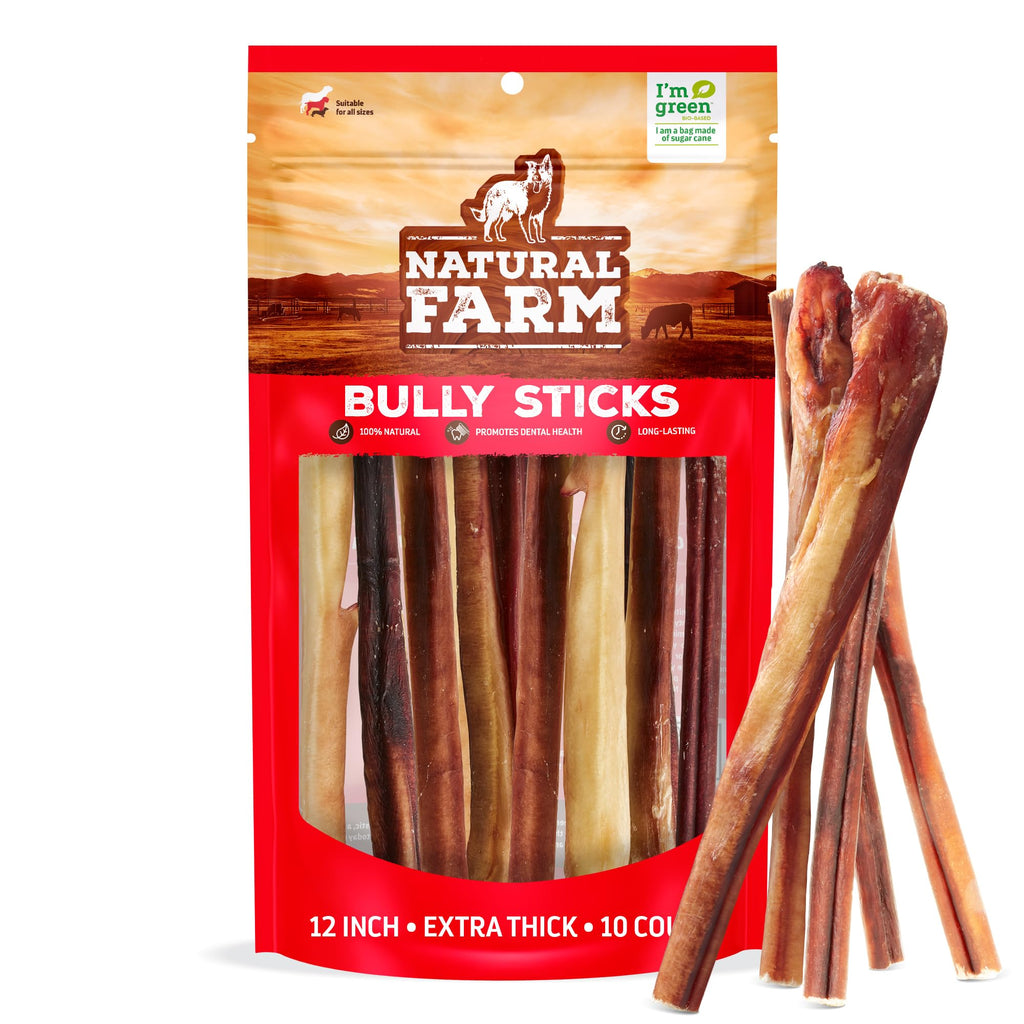 Natural Farm Pixie Bully Sticks (6 Inch, 30 Pack), Thin Pizzle Beef Treats, Grain-Free, High Protein, Best Rawhide Alternative for Small, Puppies or Senior Dogs