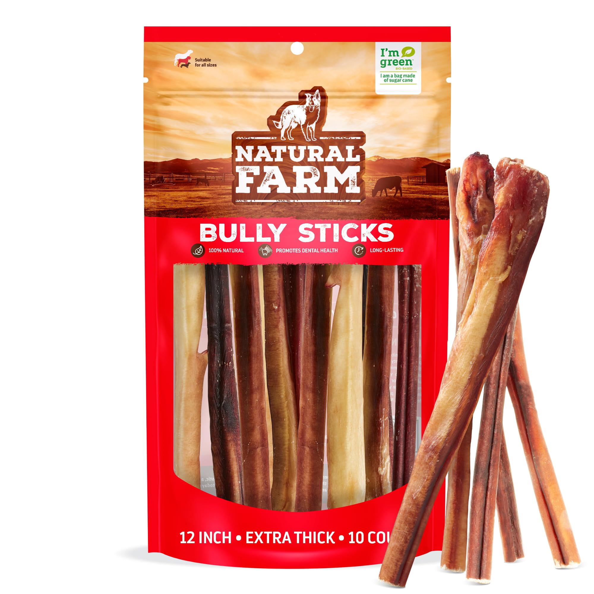 Natural Farm Pixie Bully Sticks (6 Inch, 30 Pack), Thin Pizzle Beef Treats, Grain-Free, High Protein, Best Rawhide Alternative for Small, Puppies or Senior Dogs